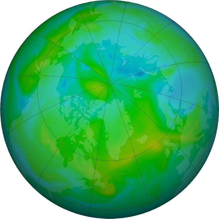 Arctic ozone map for 07 August 2023